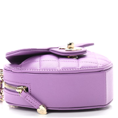 Chanel Lambskin Quilted CC In Love Heart Clutch With Chain Purple 9 of 11