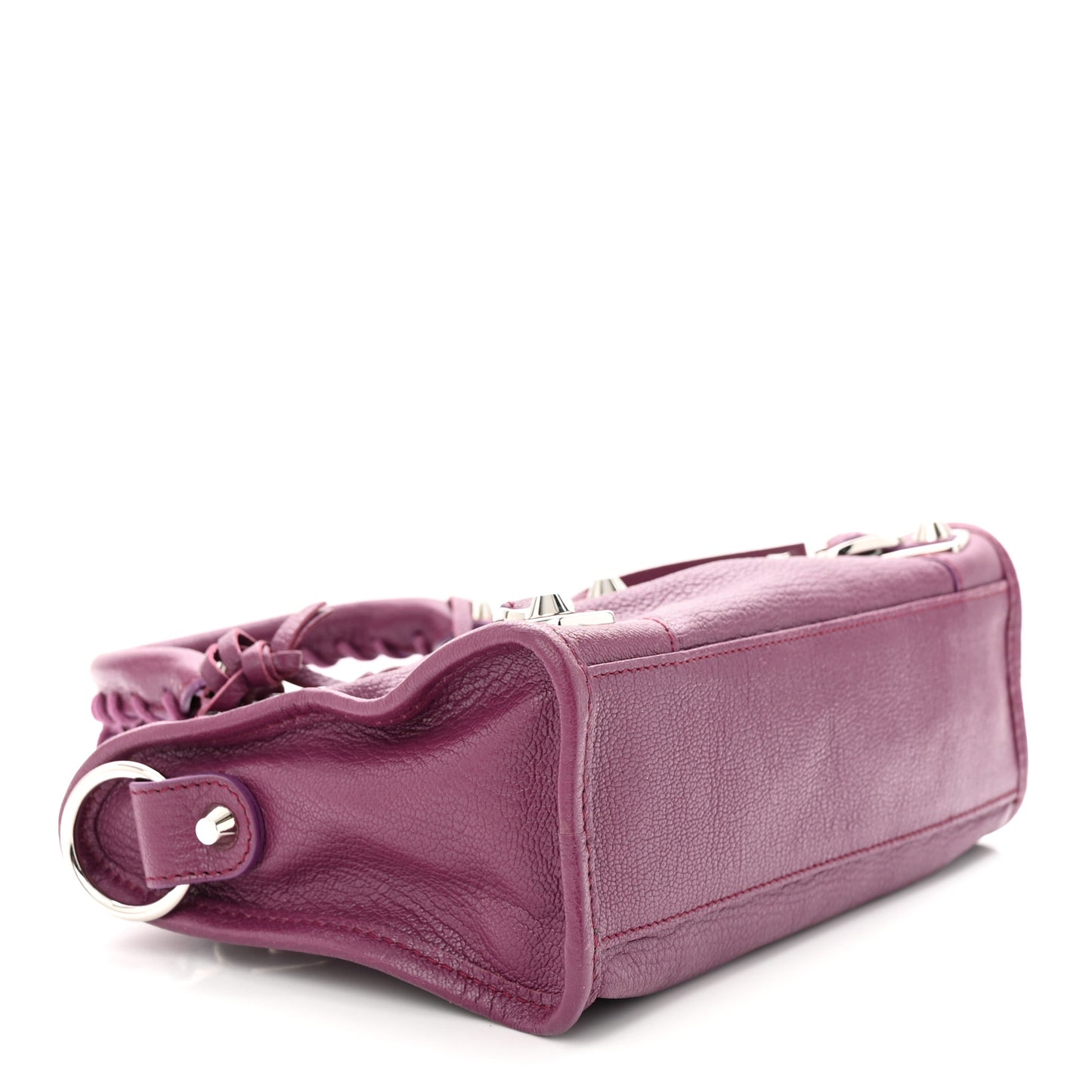 Chevre Silver Metallic Edge Hardware Mini City Violet Prune