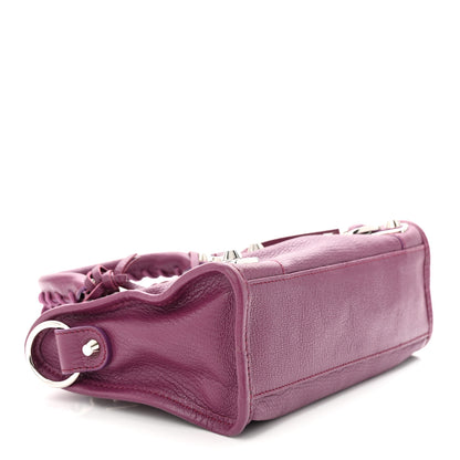 Balenciaga Chevre Silver Metallic Edge Hardware Mini City Violet Prune 4 of 11