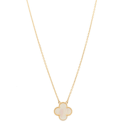 Van Cleef & Arpels 18K Yellow Gold Mother of Pearl Vintage Alhambra Pendant Necklace 1 of 6