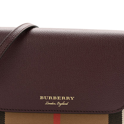 Burberry Grained Calfskin House Check Tartan Mix Hampshire Wallet On Chain Mahogany Red 7 of 9