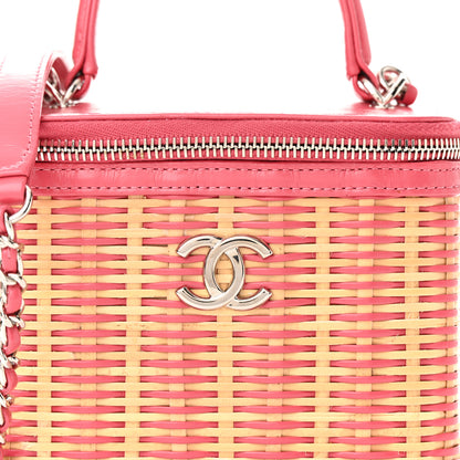Chanel Calfskin Raffia Small Take Away Vanity Case Bag Pink Beige 8 of 11