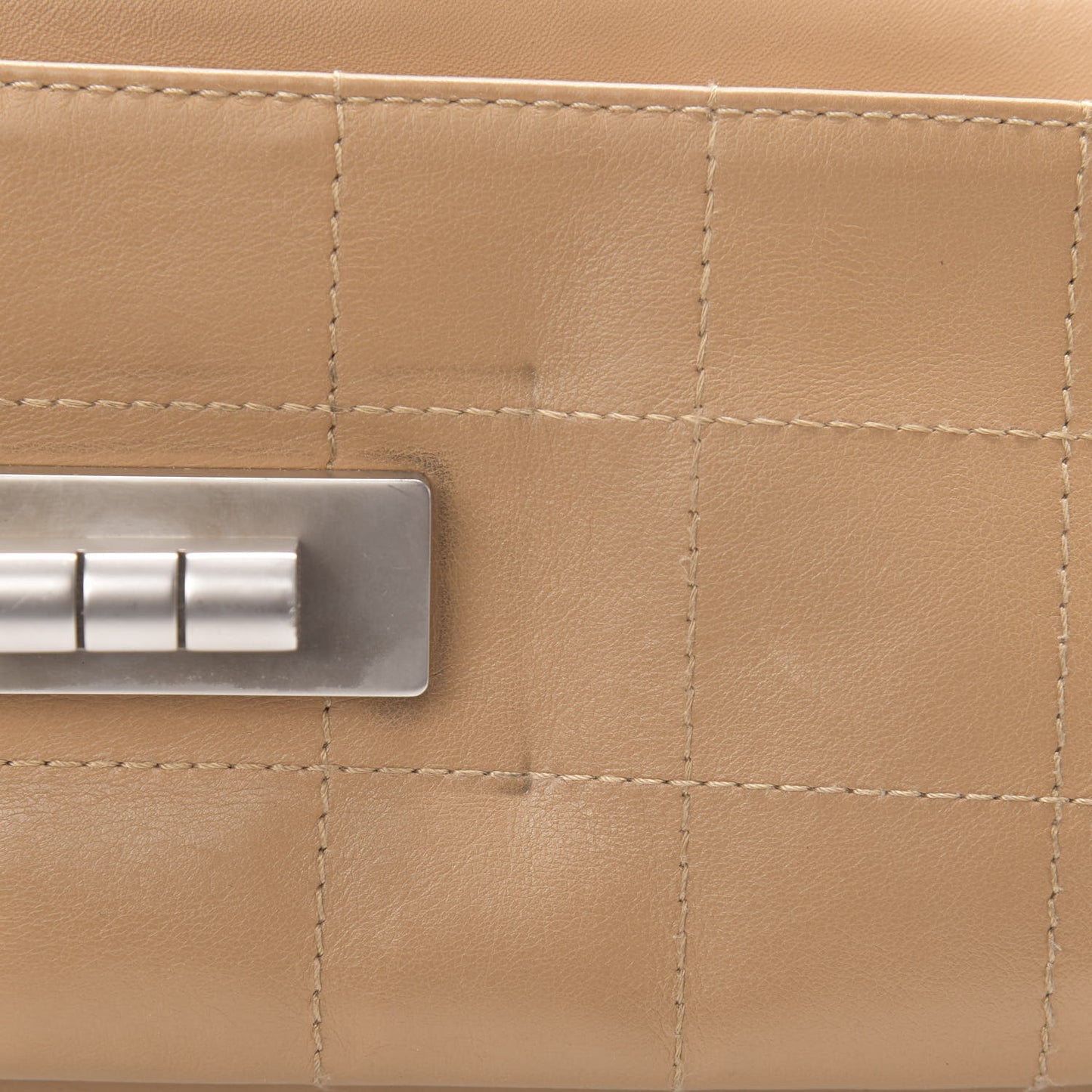 Calfskin Square Stitched Mademoiselle Shoulder Bag Tan