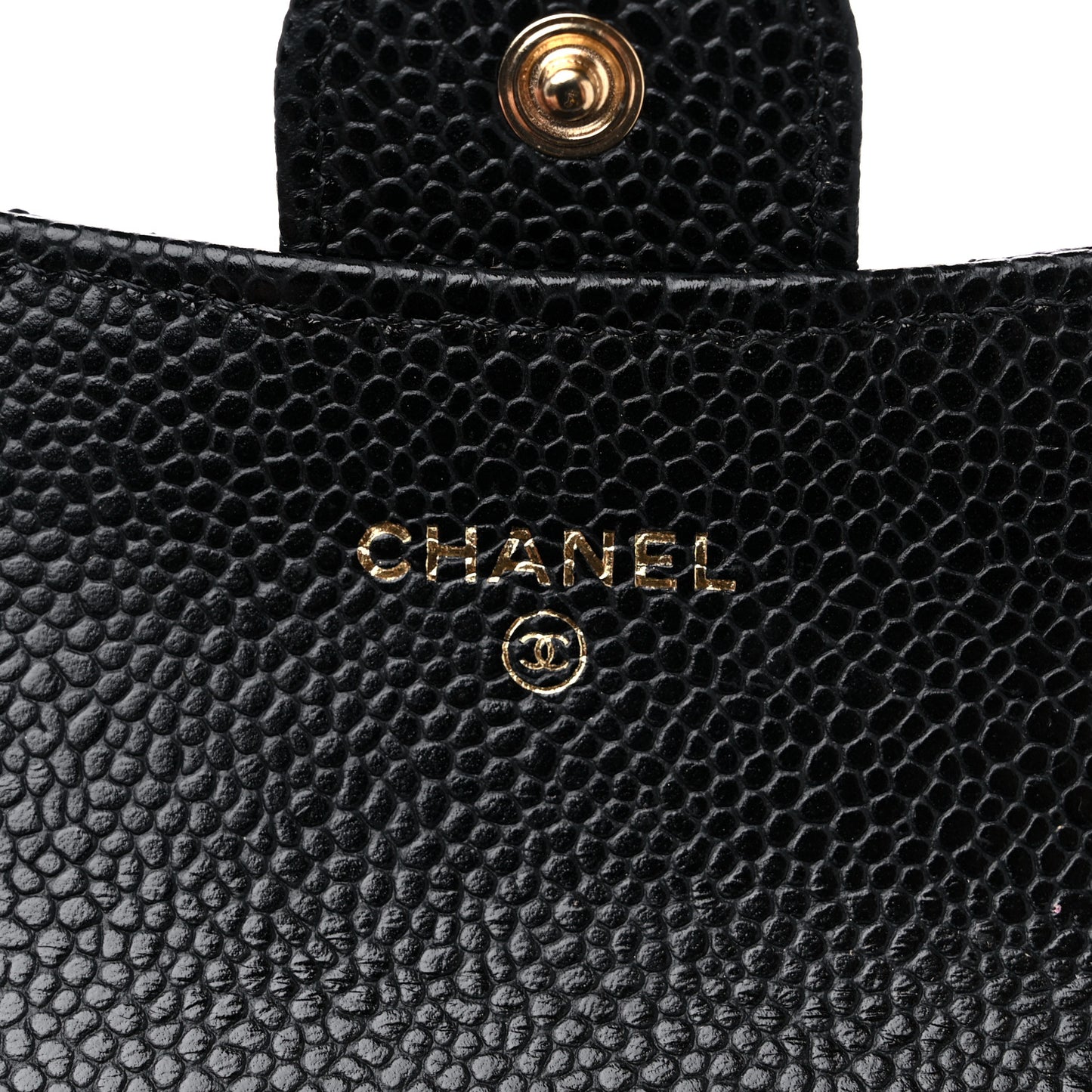 Caviar Quilted Flap Card Holder Wallet Black