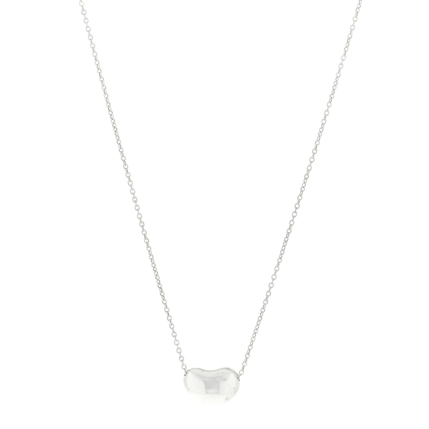 Tiffany Sterling Silver 12mm Elsa Peretti Bean Pendant Necklace 1 of 3