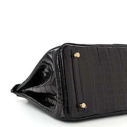 Hermes Shiny Porosus Crocodile Birkin 30 Black 9 of 11