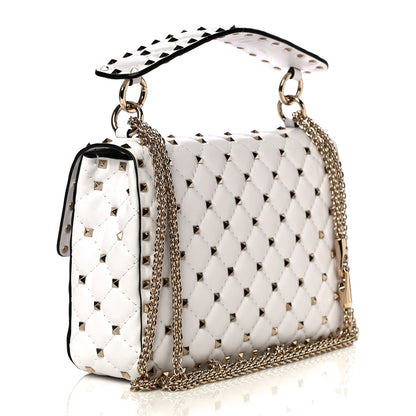 Valentino Garavani Lambskin Medium Rockstud Spike Shoulder Bag White 3 of 9