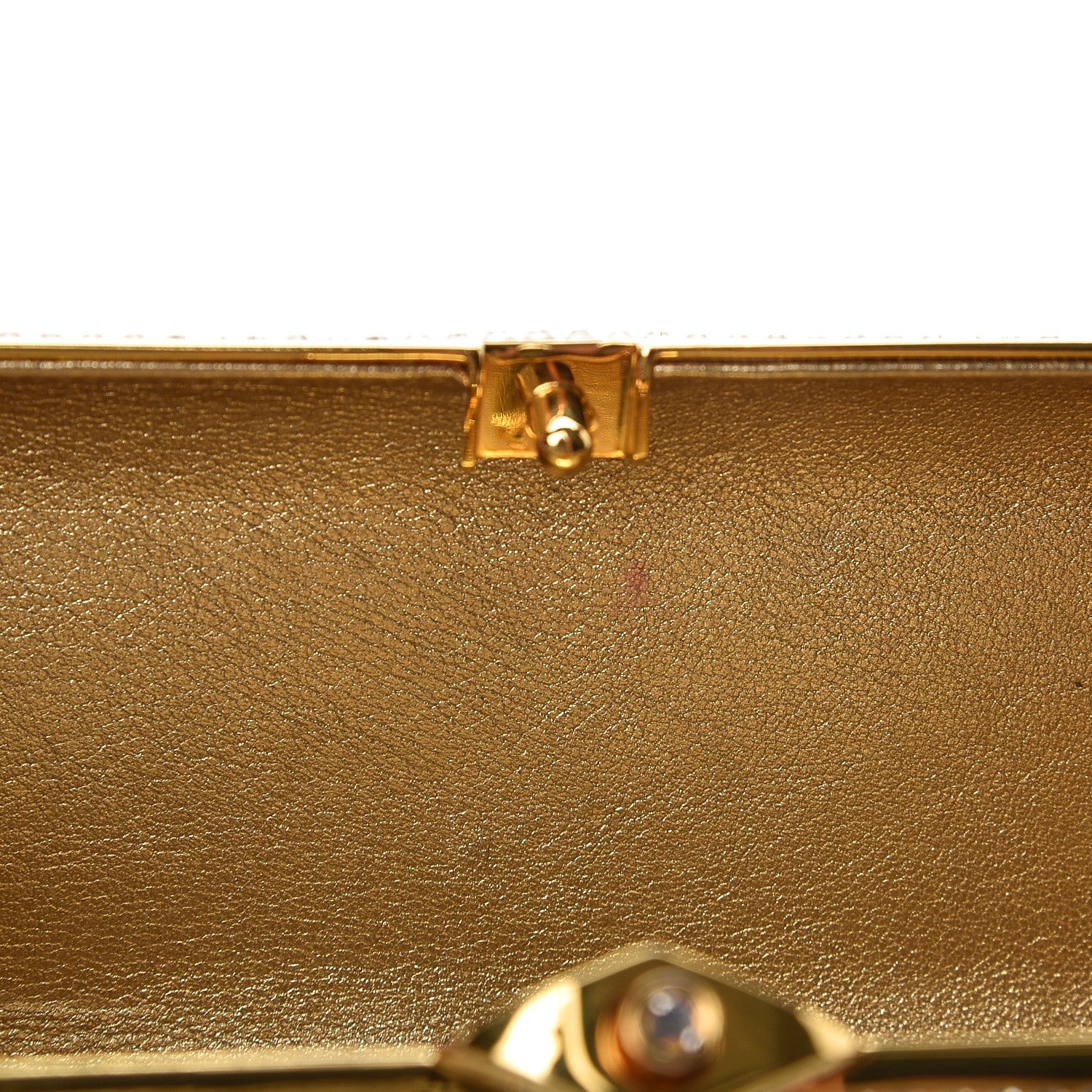Judith Leiber Swarovski Crystal Minaudiere Clutch Silver Gold 8 of 9