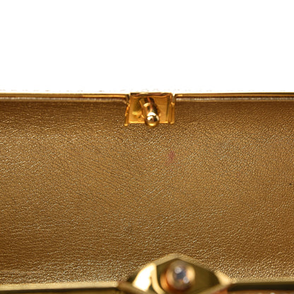 Judith Leiber Swarovski Crystal Minaudiere Clutch Silver Gold 8 of 9