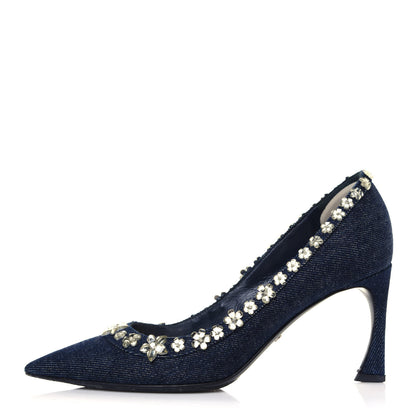 Christian Dior Denim Crystal Garland Pumps 36 Blue Fonce 1 of 10