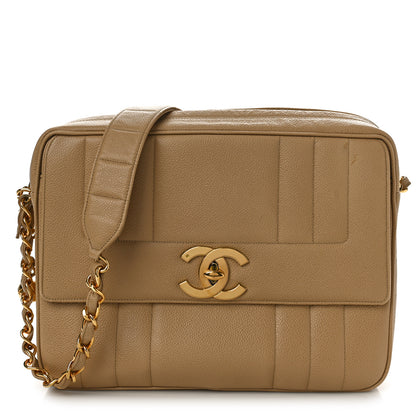 Chanel Caviar Vertical Quilt Camera Bag Beige 1 of 15