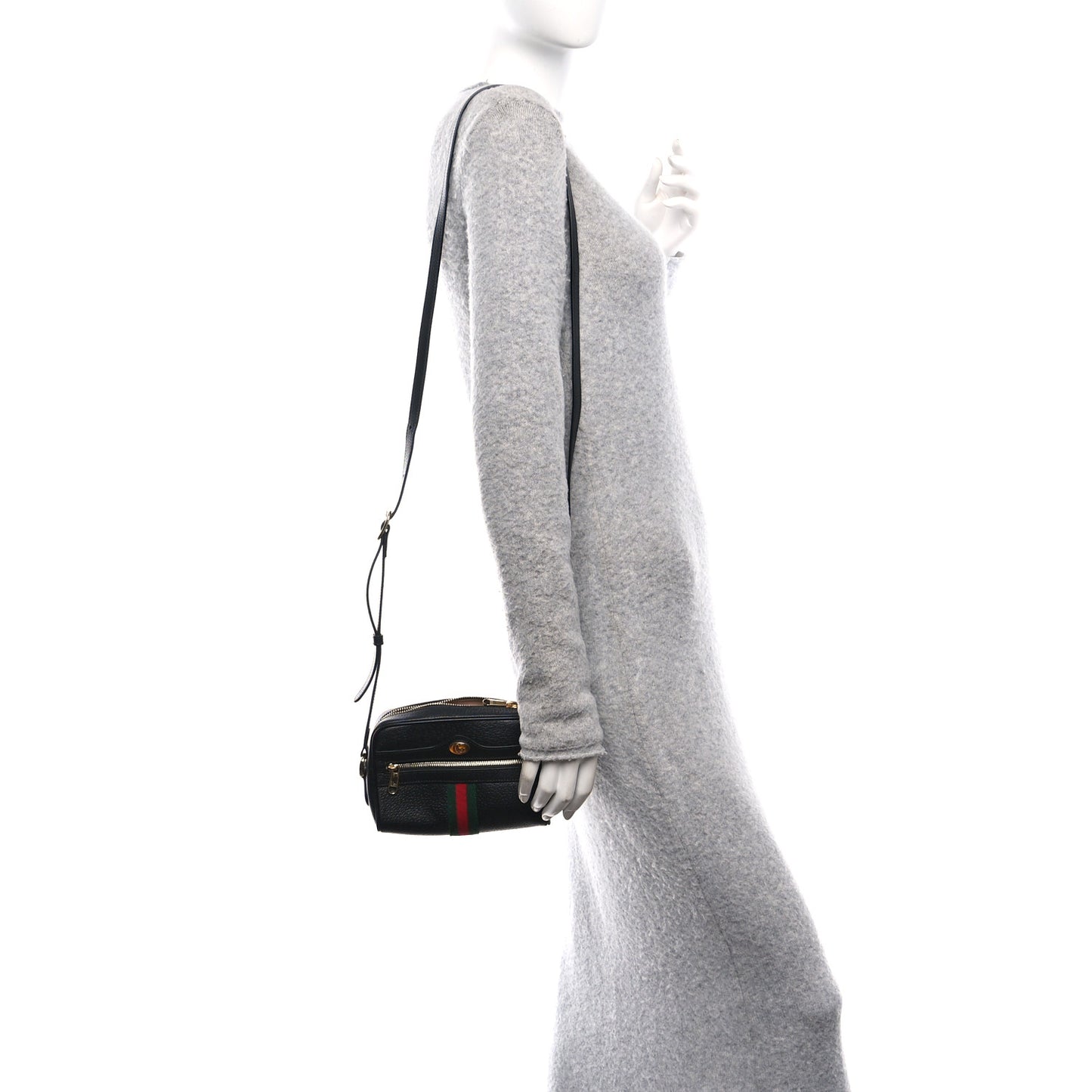 Calfskin Web Mini Ophidia Shoulder Bag Black