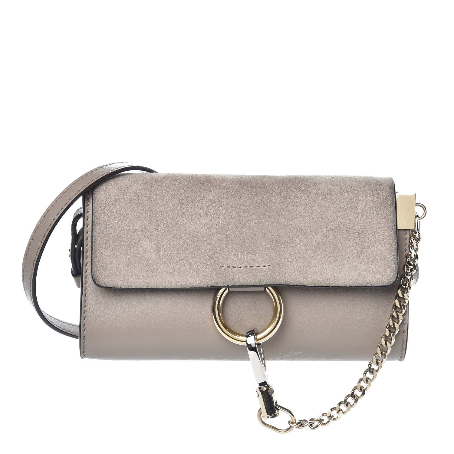 Chloe Suede Calfskin Mini Faye Shoulder Bag Motty Grey 1 of 11