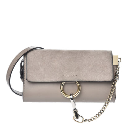 Chloe Suede Calfskin Mini Faye Shoulder Bag Motty Grey 1 of 11