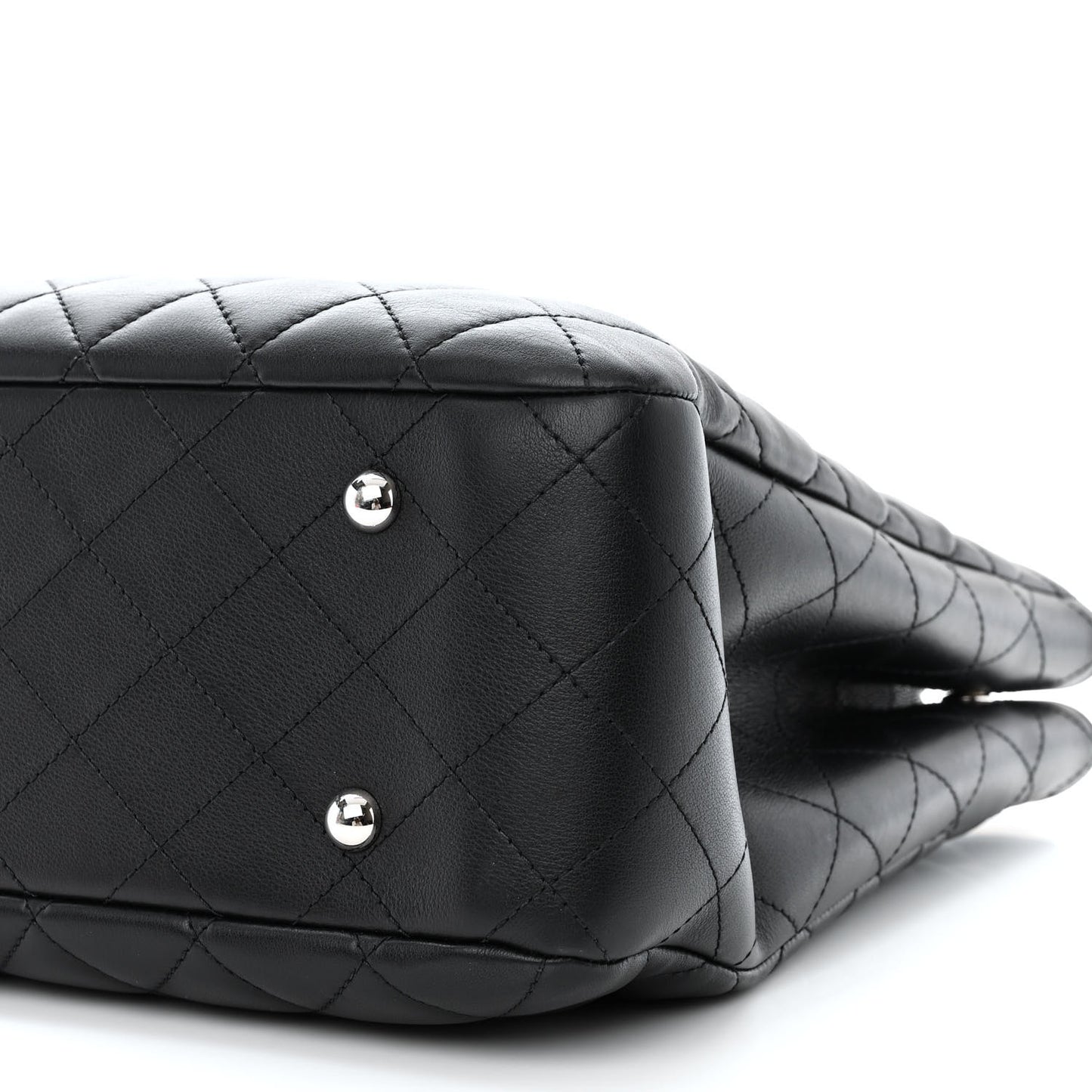 Calfskin Quilted Large Turn Lock Shopping Tote Black