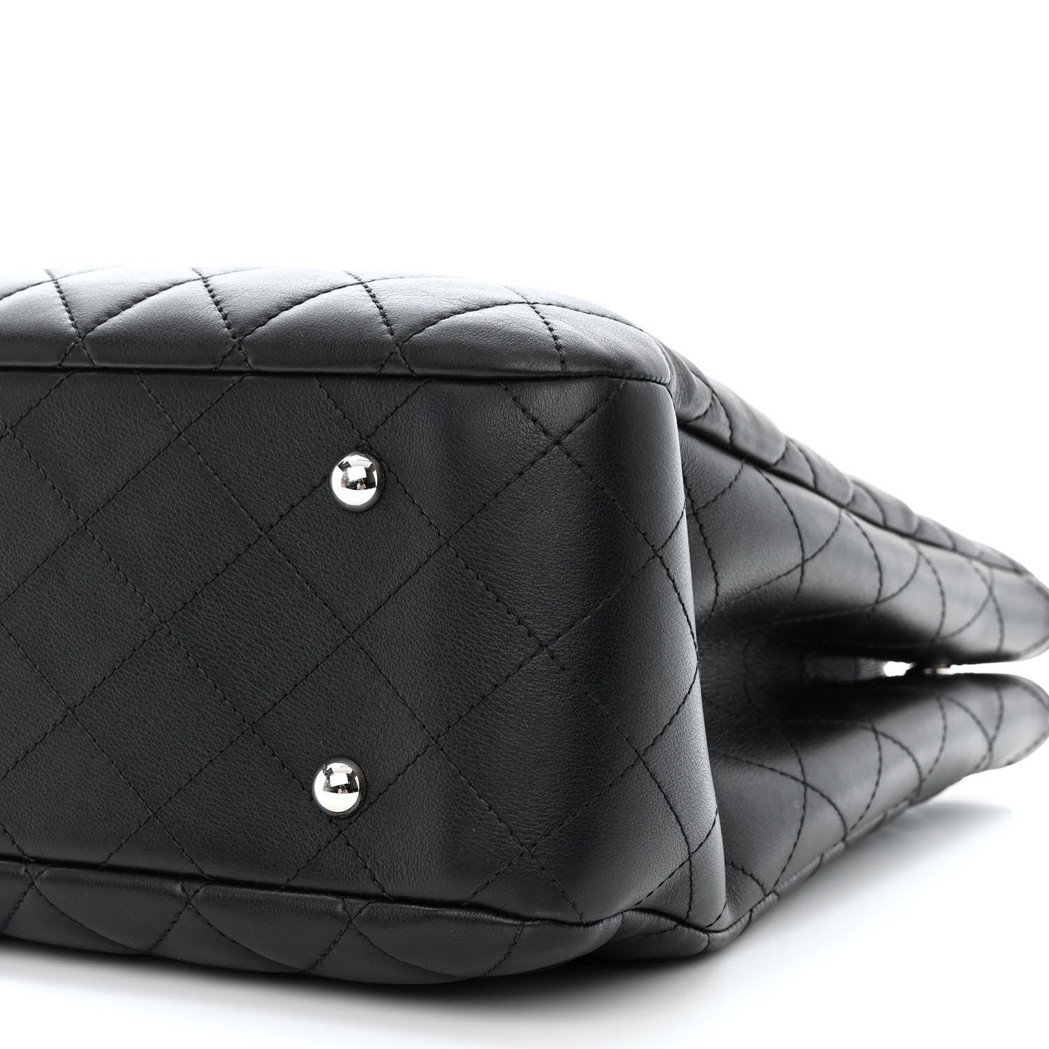 Chanel Calfskin Quilted Large Turn Lock Shopping Tote Black 10 of 11