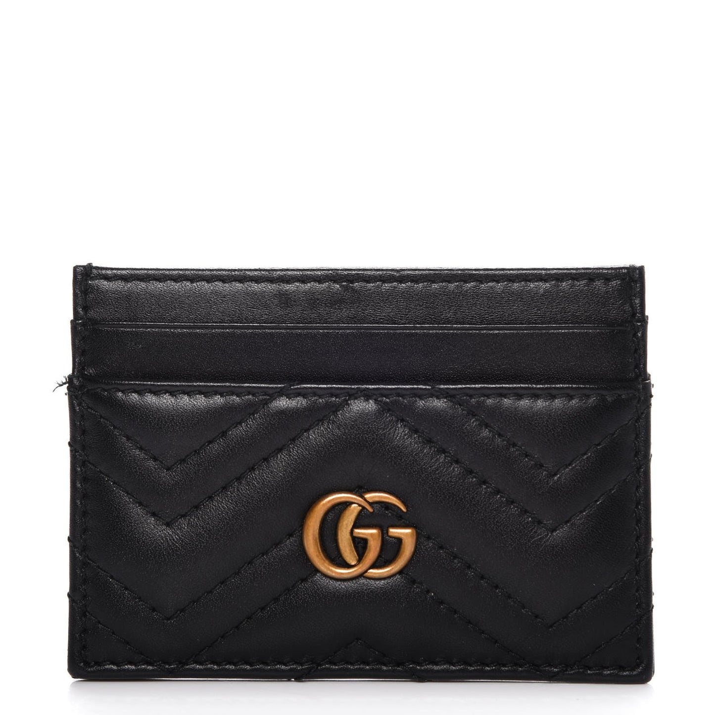 Calfskin Matelasse GG Marmont Card Holder Black