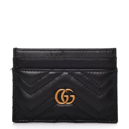 Gucci Calfskin Matelasse GG Marmont Card Holder Black 1 of 8