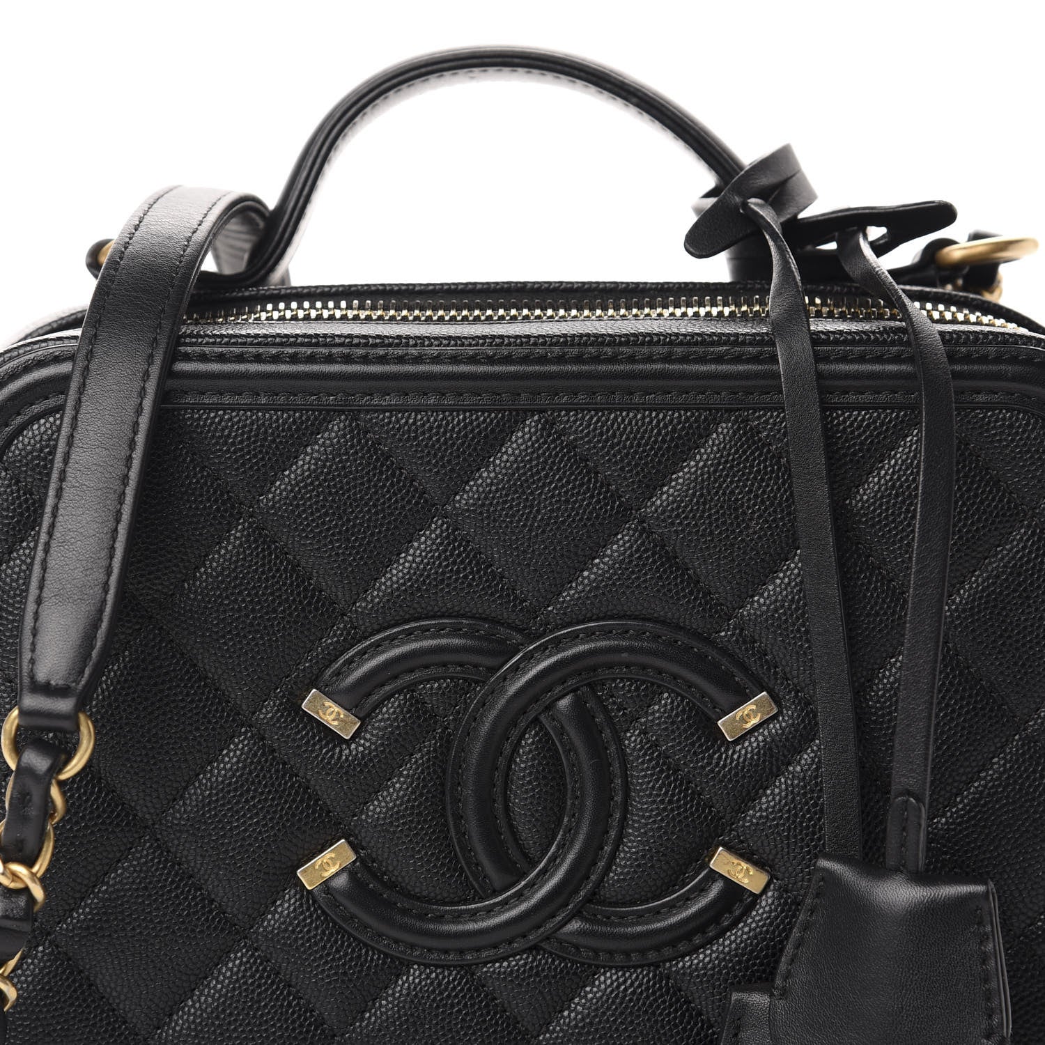Chanel Caviar Quilted Medium CC Filigree Vanity Case Black 12 of 13