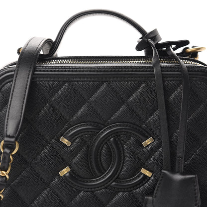 Chanel Caviar Quilted Medium CC Filigree Vanity Case Black 12 of 13