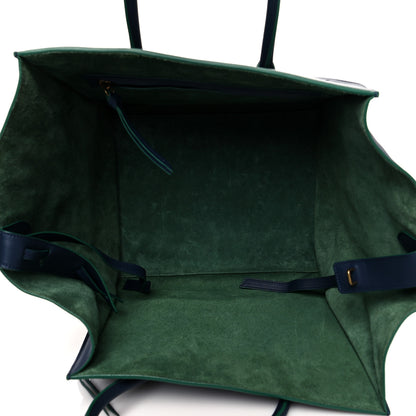 Celine Supple Calfskin Medium Phantom Luggage Navy Blue Green Trim 4 of 10