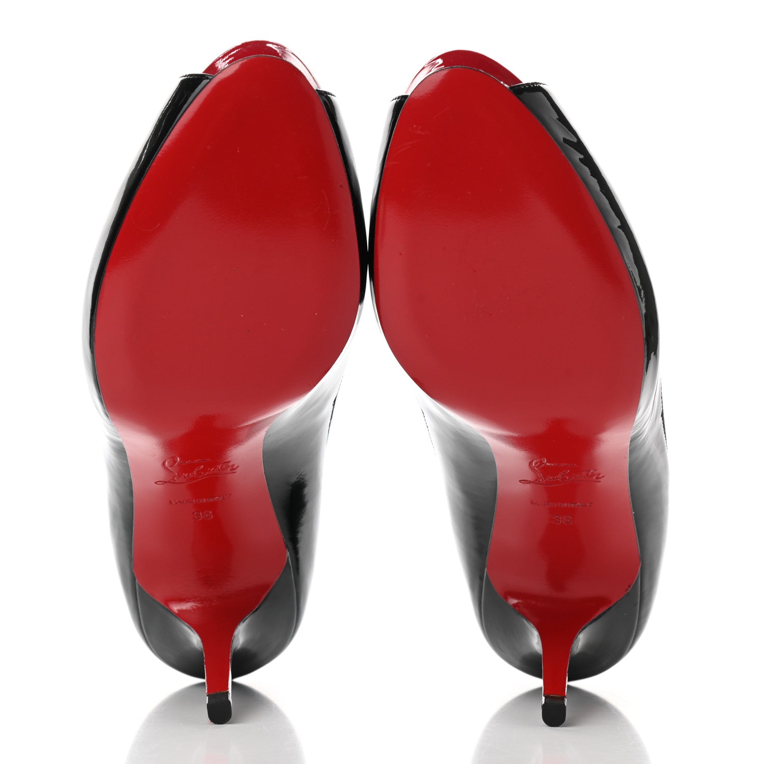 Christian Louboutin Patent No Matter 85 Pumps 38 Black Red 5 of 7