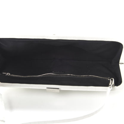 Balenciaga Shiny Supple Calfskin Logo Crocodile Embossed XL Cloud Clutch White 5 of 9