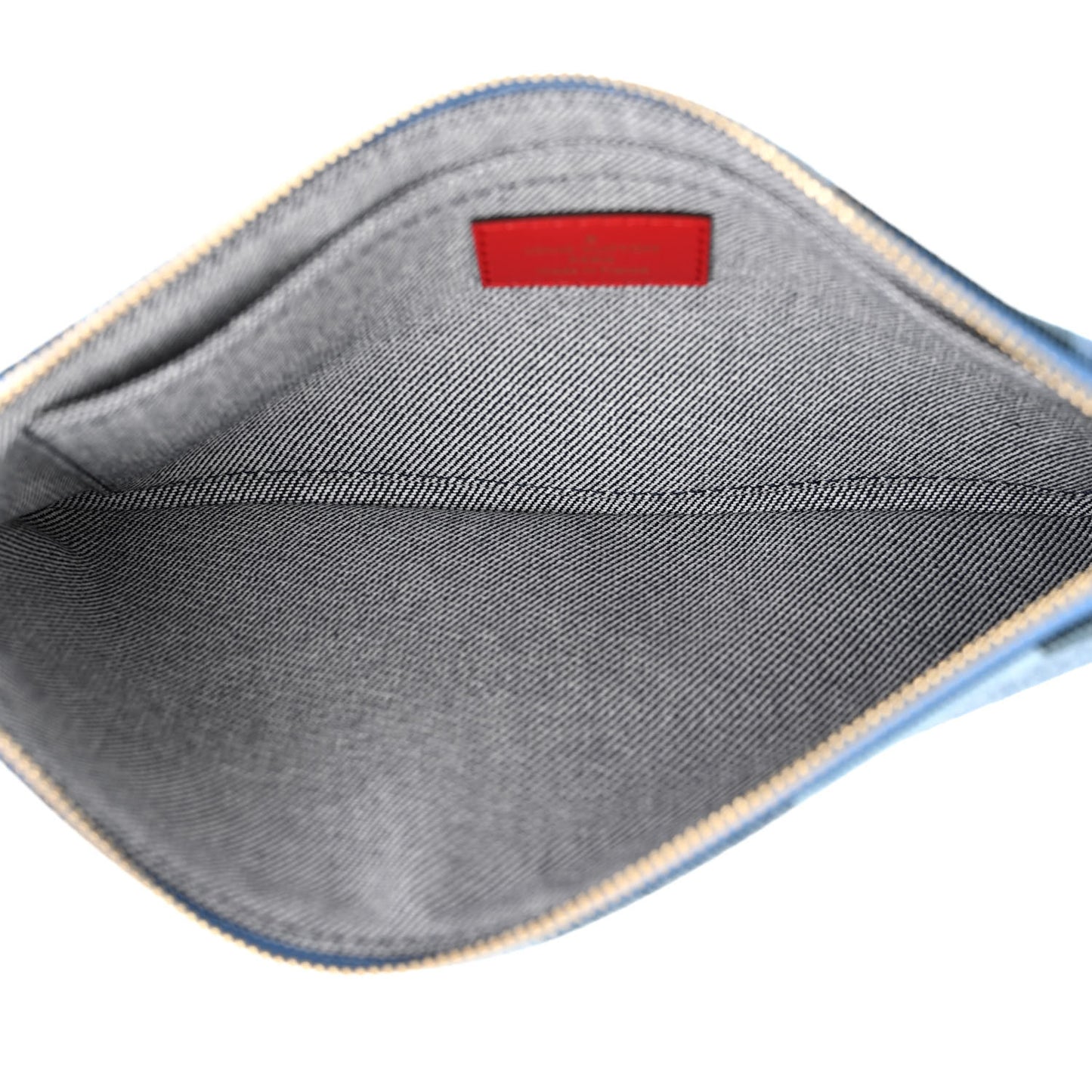 Denim Damier Monogram Patchwork Neverfull Blue Rouge