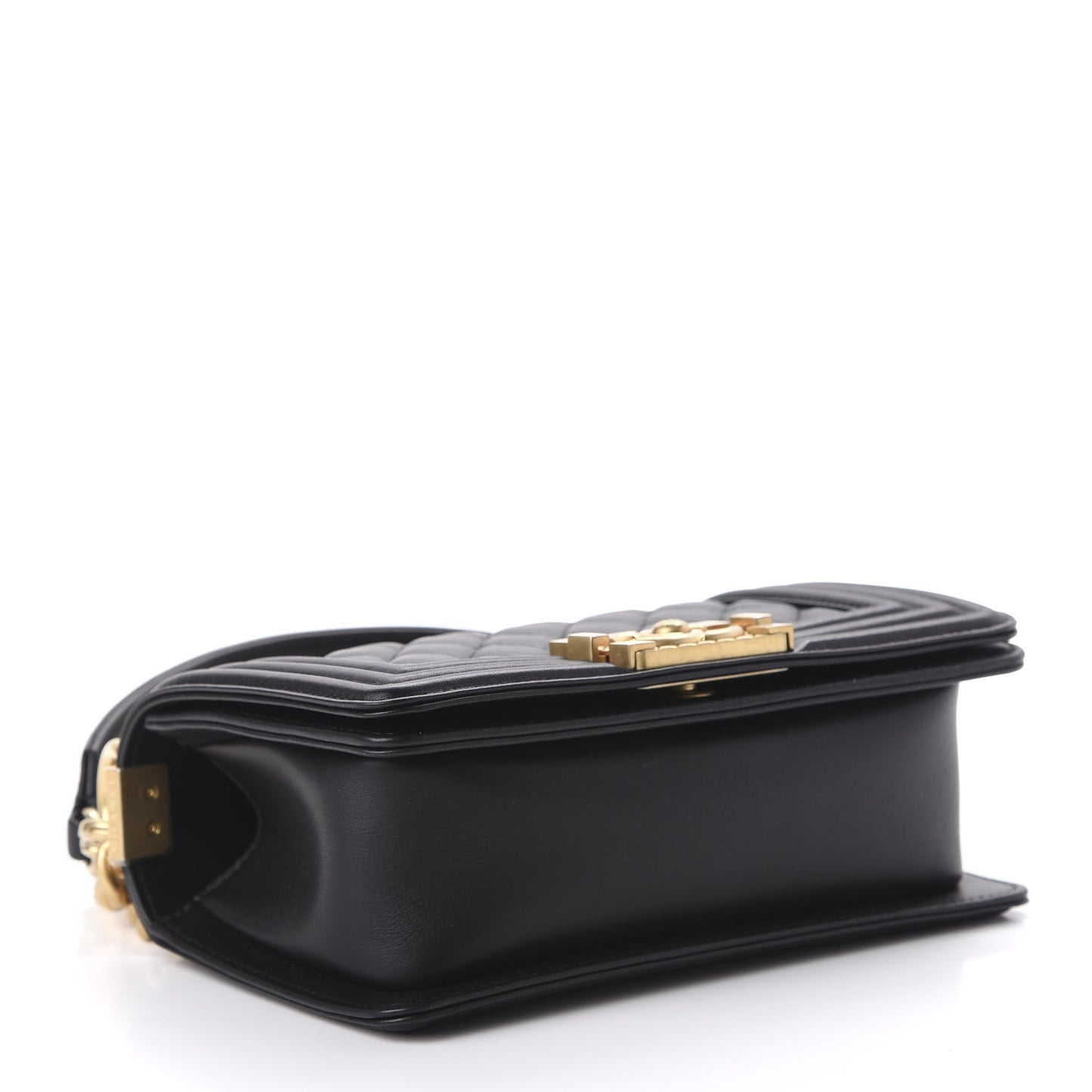 Calfskin Small Boy Logo Top Handle Flap Black