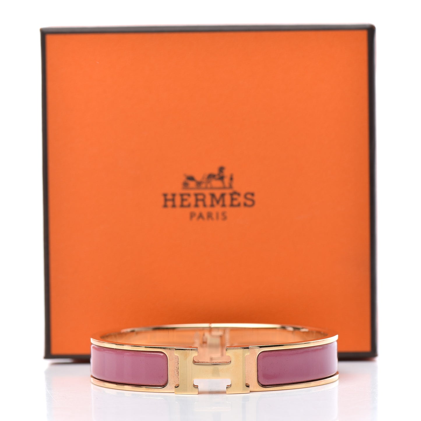 Enamel Narrow Clic Clac H Bracelet PM Rose Flamingo