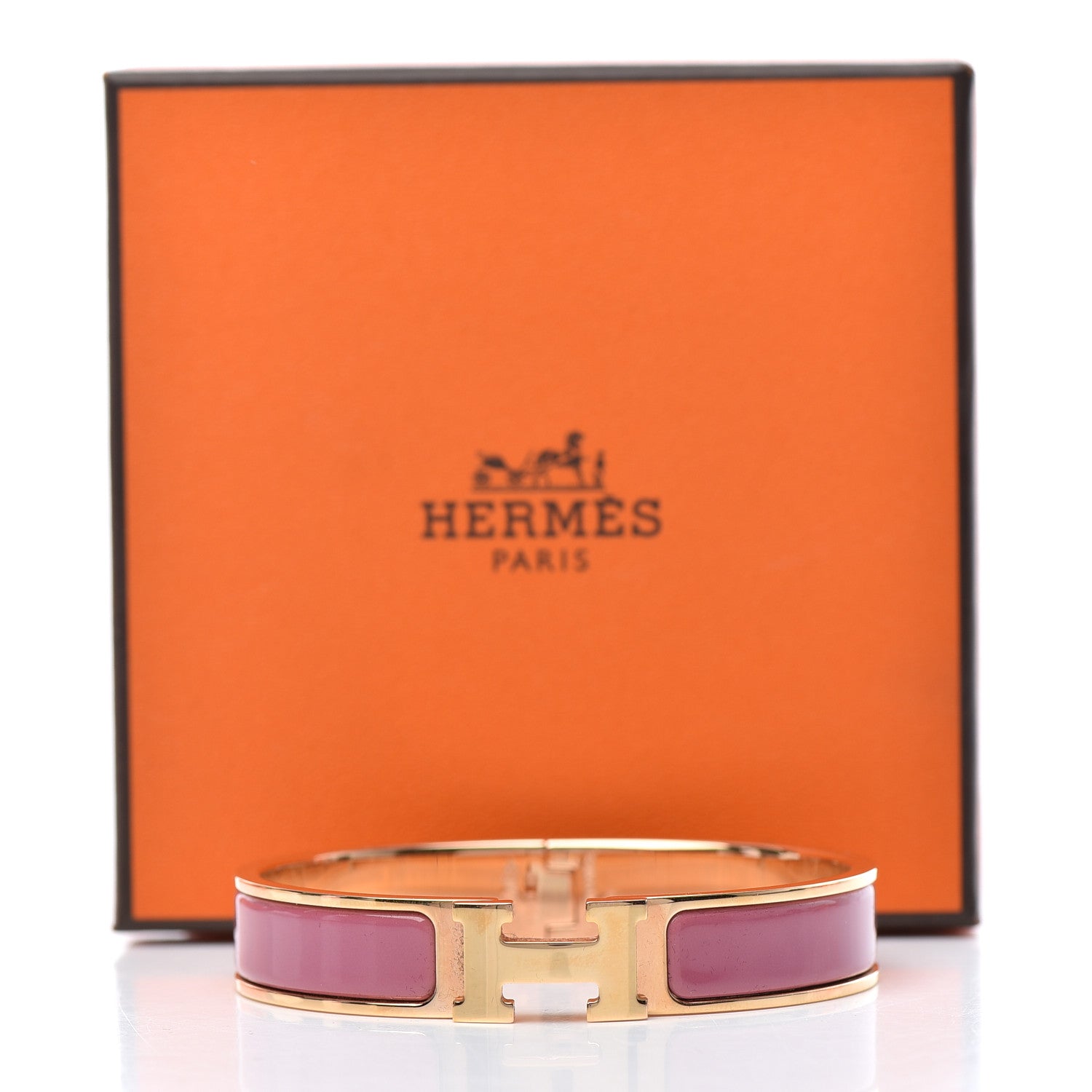Hermes Enamel Narrow Clic Clac H Bracelet PM Rose Flamingo 5 of 5