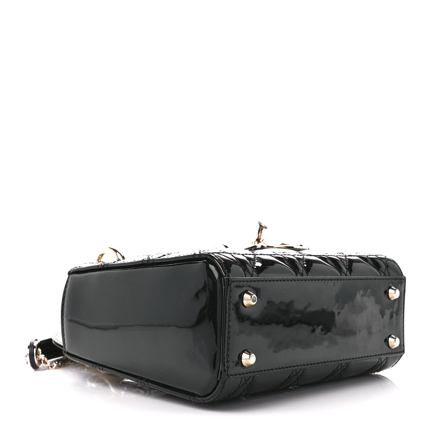 Patent Cannage Mini Lady Dior Black
