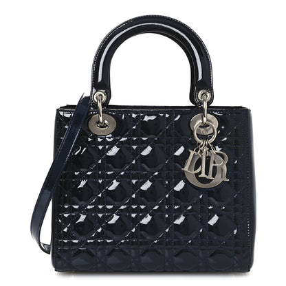 Christian Dior Patent Cannage Medium Lady Dior Navy Blue 1 of 13