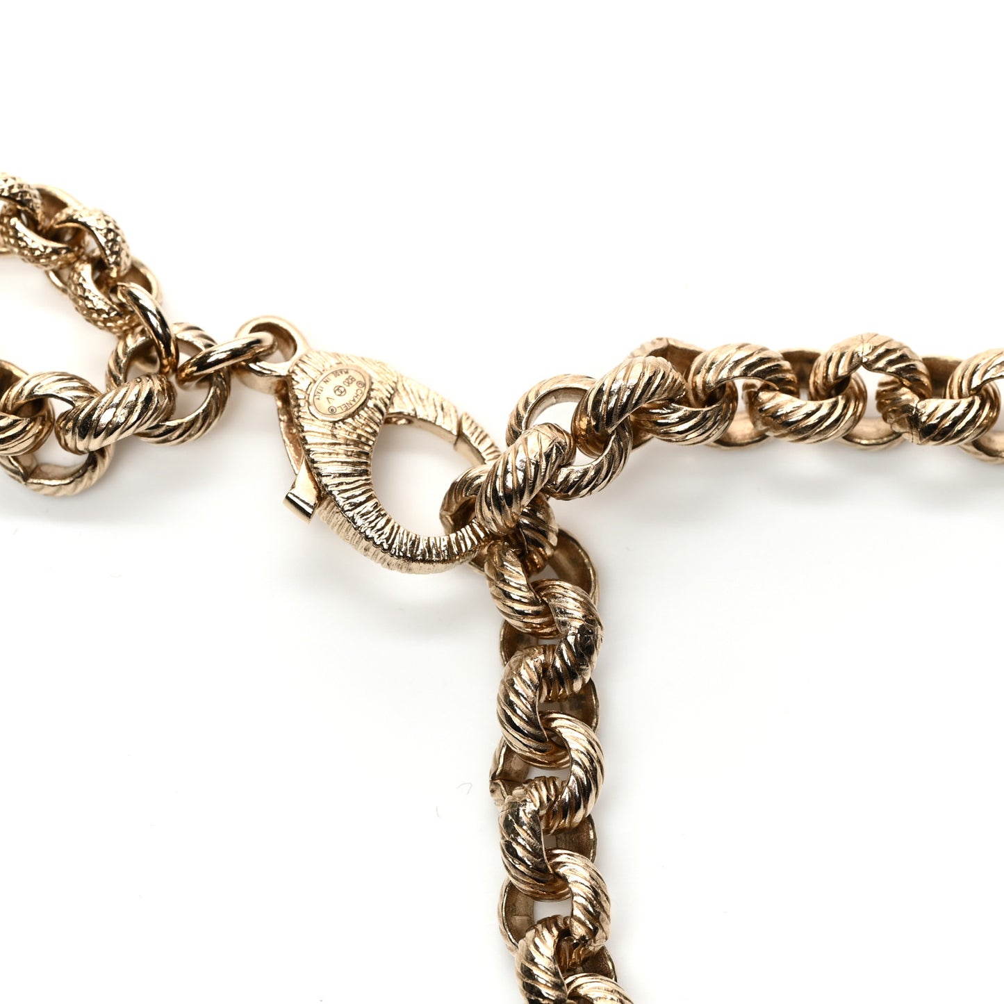 Metal Crystal 90's Icon Logo Chain Belt Gold