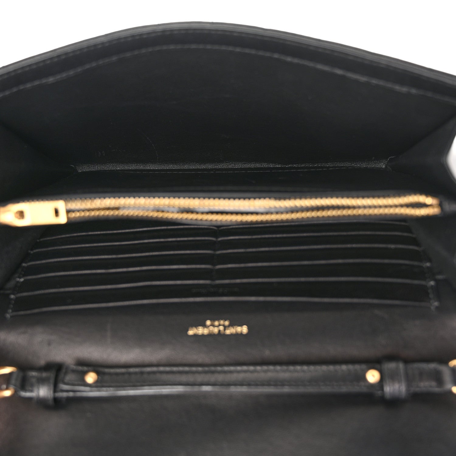 Saint Laurent Lambskin Carre Quilted Cassandre Chain Wallet Black 5 of 12