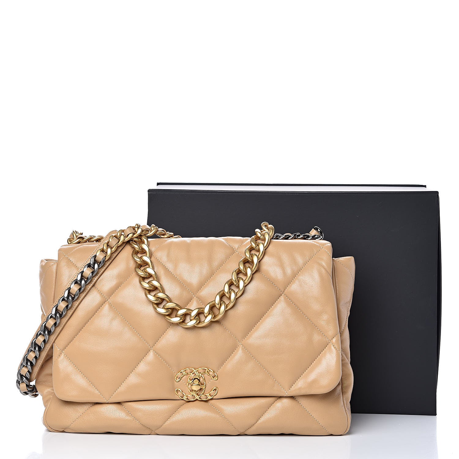 Chanel Lambskin Quilted Maxi 19 Flap Dark Beige 11 of 11