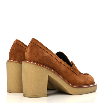 Hermes Suede Goatskin Didi 70 Loafers 37.5 Marron Iroko 4 of 7