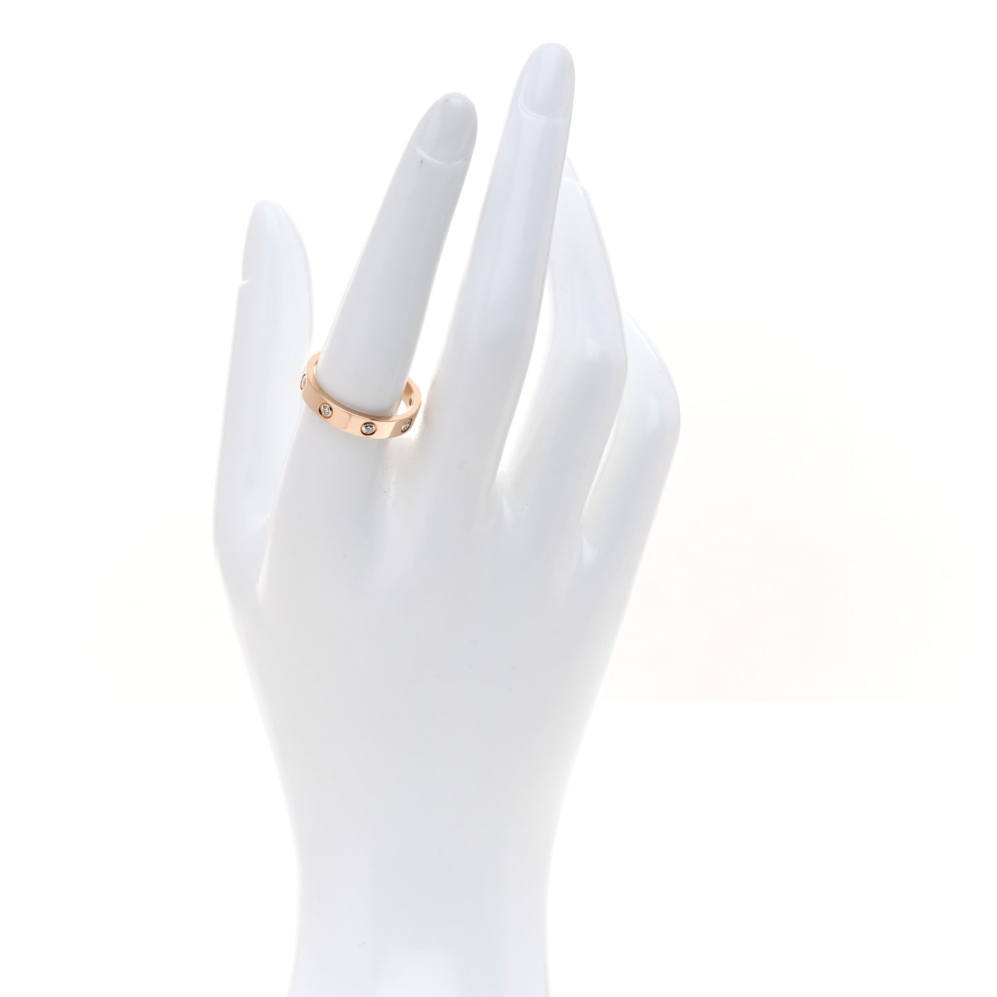 18K Pink Gold 8 Diamond 4mm LOVE Wedding Band Ring  57 8