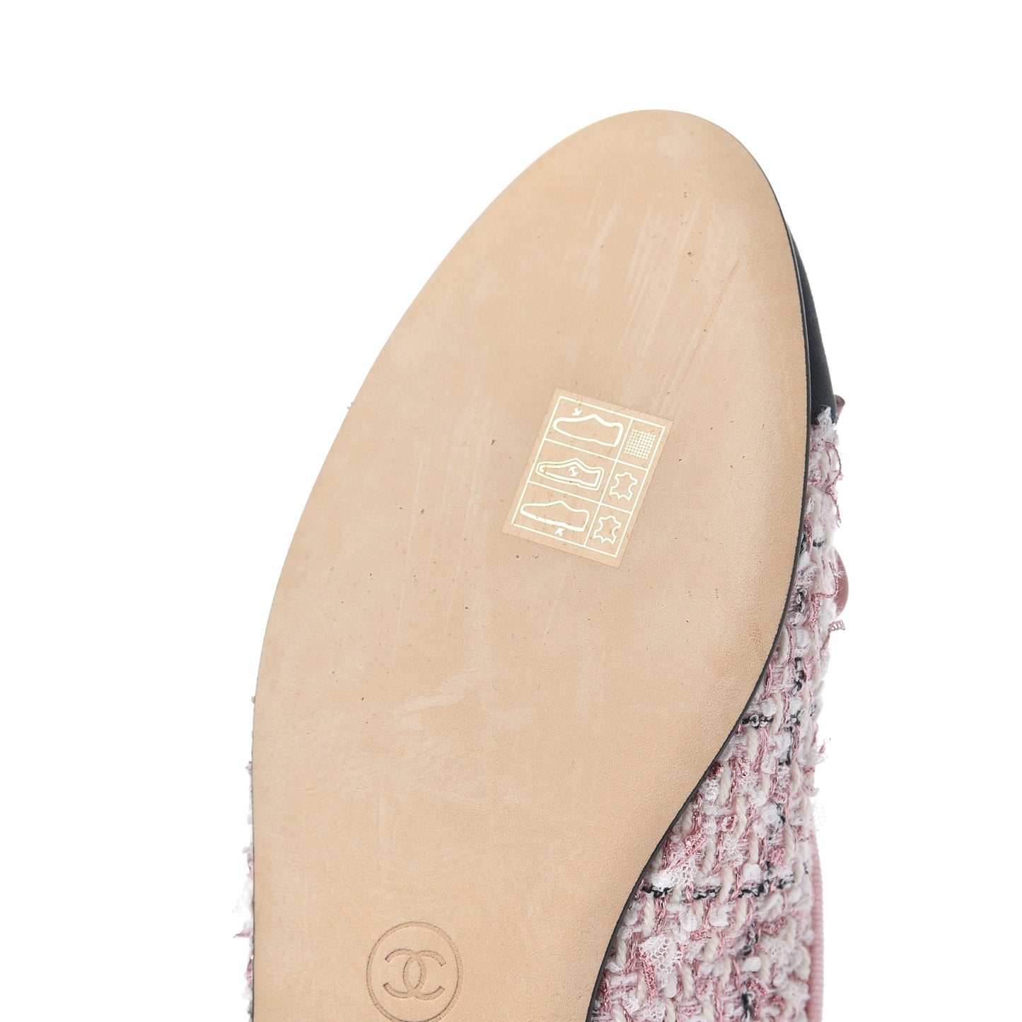 Tweed Grosgrain Cap Toe Ballerina Flats 38 Pink Black