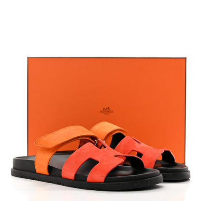 Hermes Suede Goatskin Womens Chypre Sandals 41 Rouge Ecarlate Sunset 14 of 14