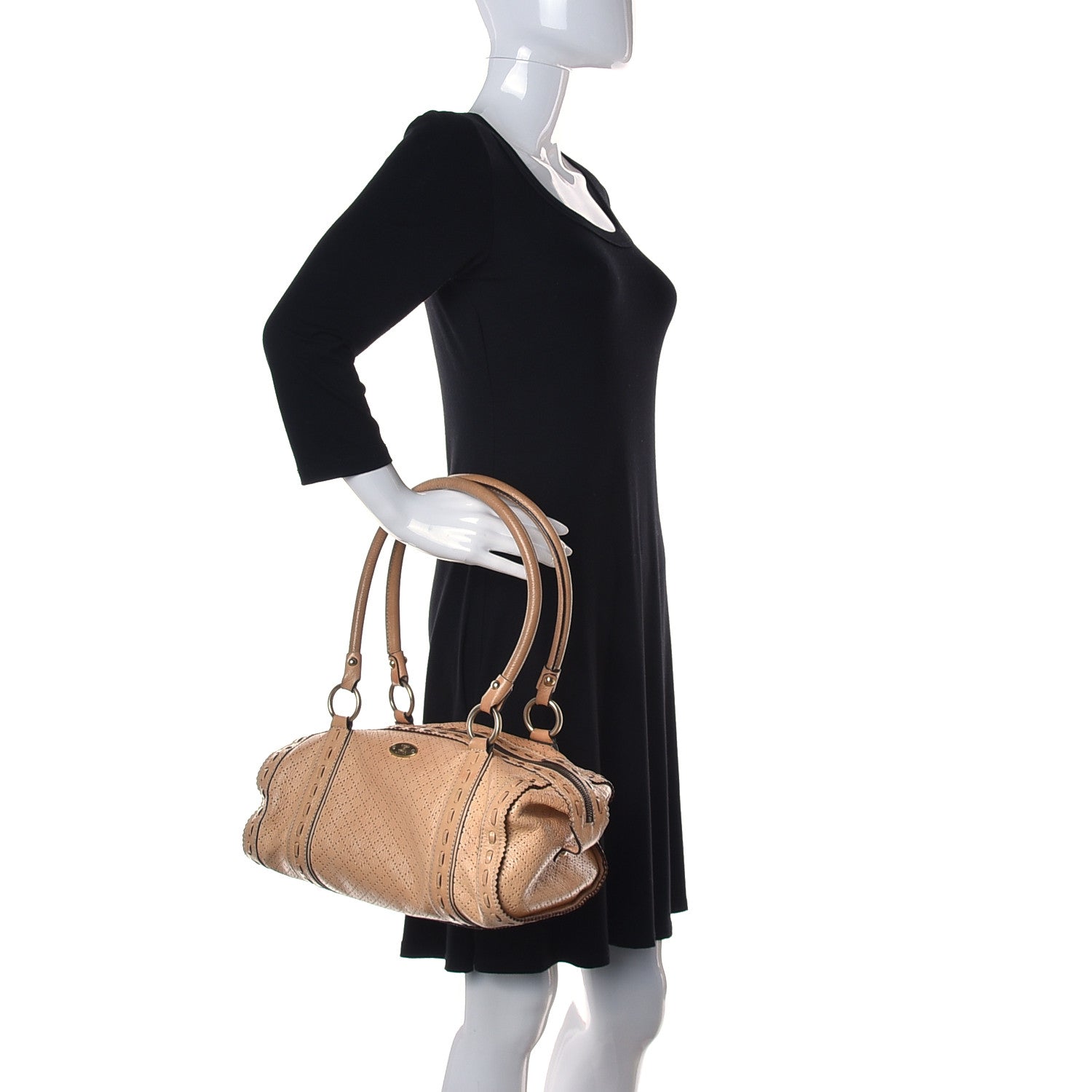 Celine Perforated Calfskin Satchel Brown 2 of 9