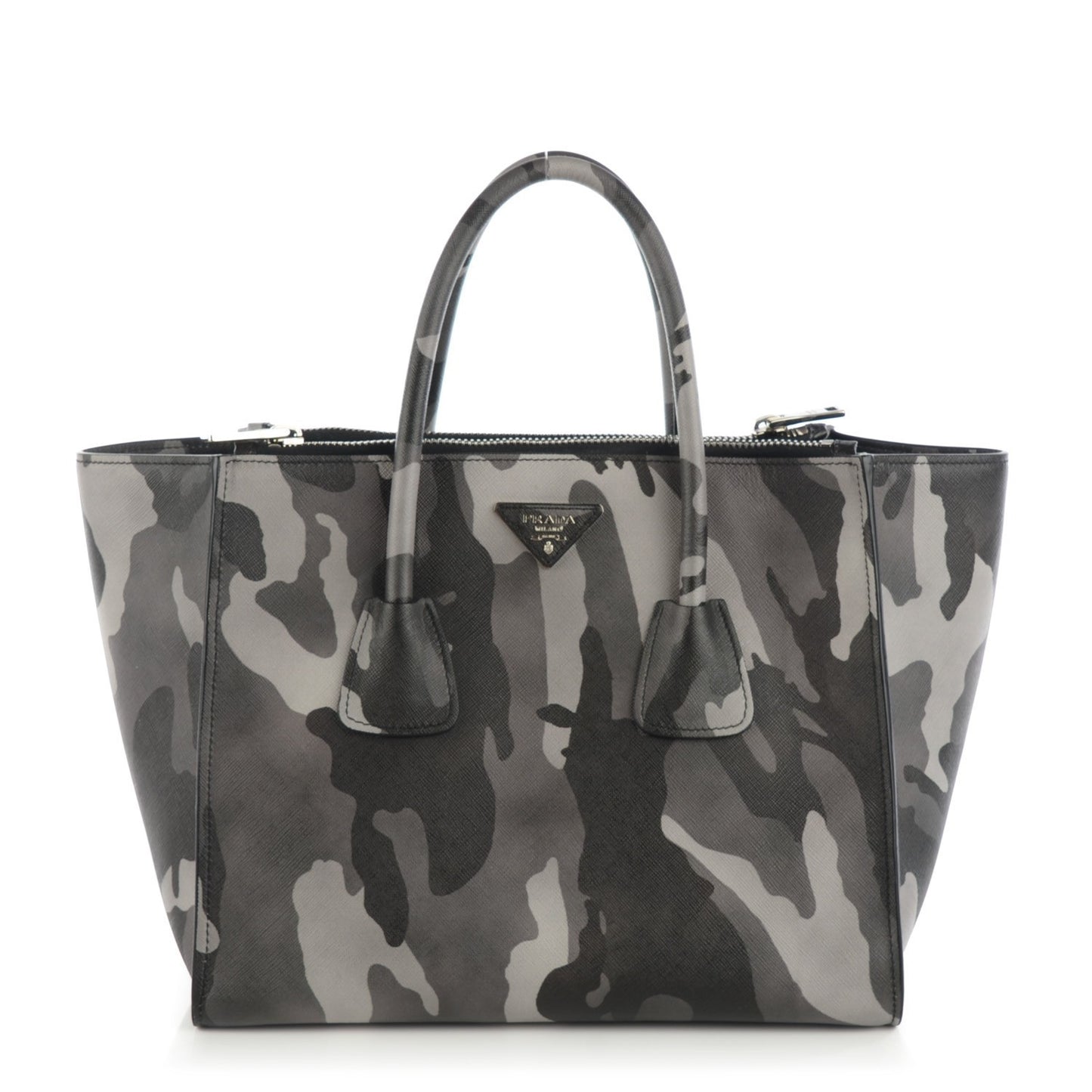 Saffiano Soft Camouflage Print Small Twin Pocket Tote Marmo Dis Camouflage
