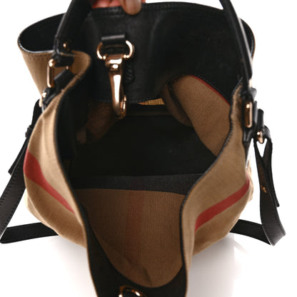 Burberry Canvas Mega Check Medium Ashby Hobo Black 7 of 15