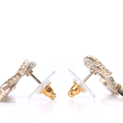 Chanel Crystal Timeless CC Earrings Light Gold 3 of 4