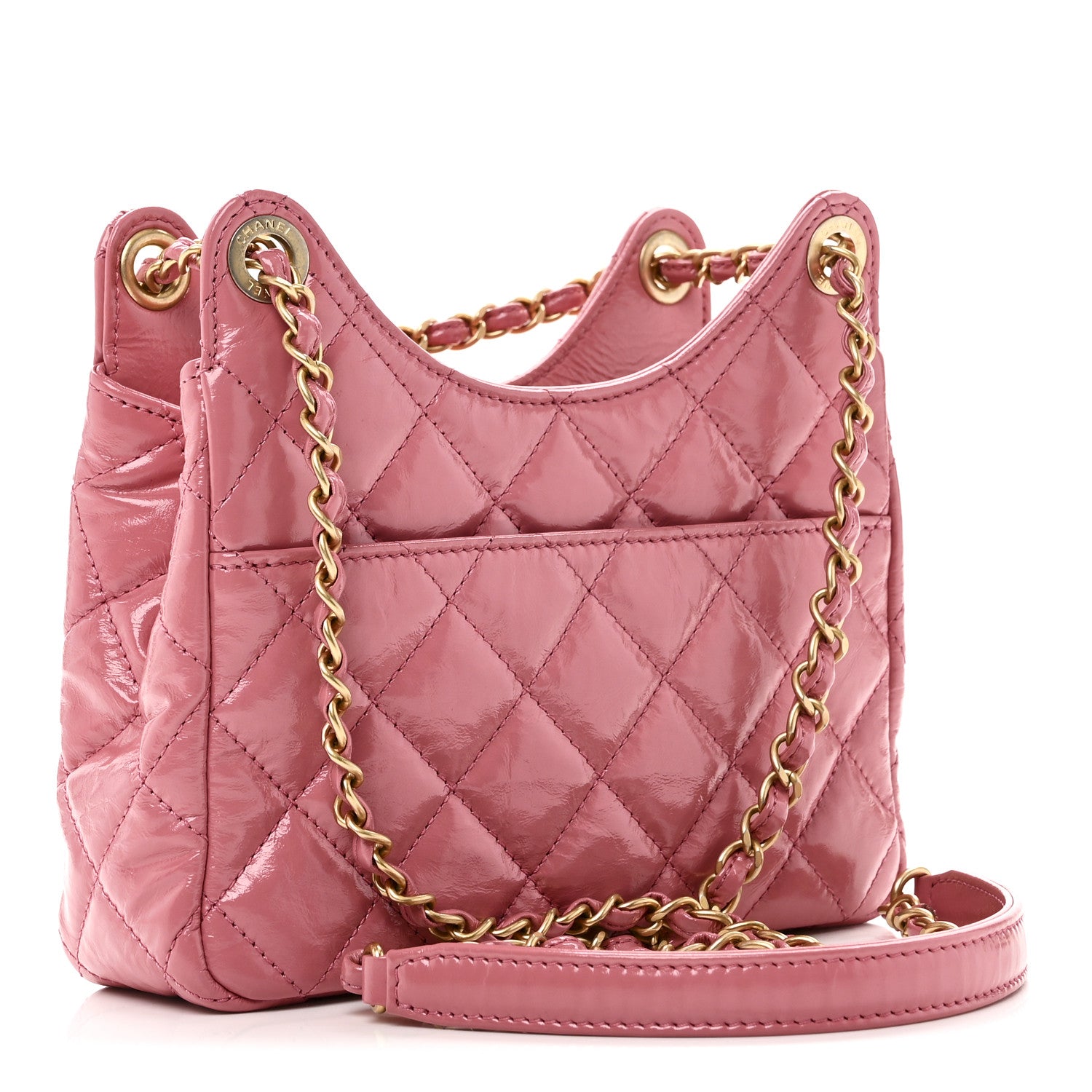Chanel Shiny Crumpled Calfskin Quilted Small Wavy CC Hobo Pink 3 of 10