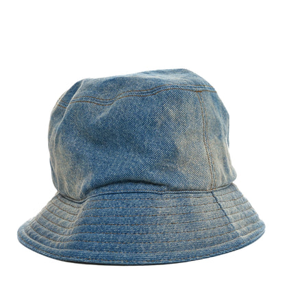 Prada Used Denim Metal Triangle Logo Mens Bucket Hat XXL Light Blue 5 of 9