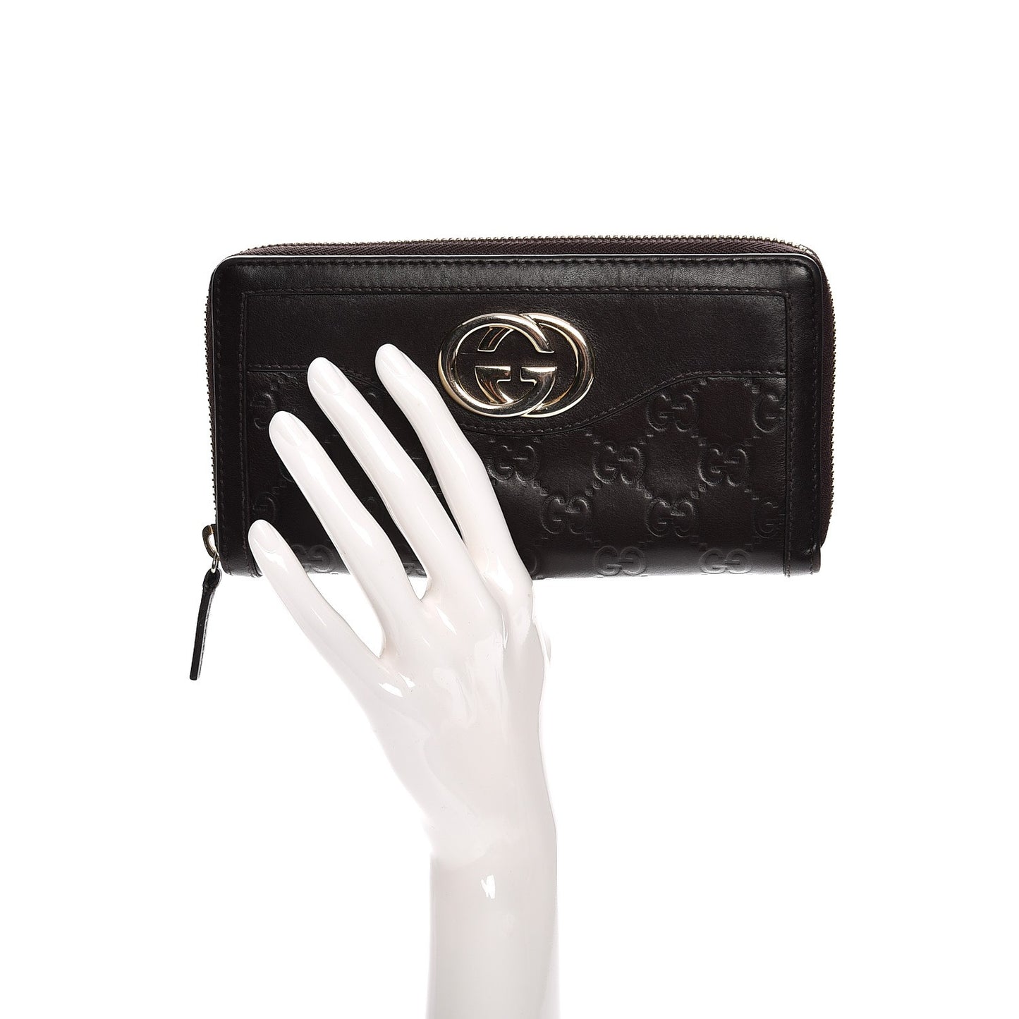 Guccissima Sukey Zip Around Wallet Dark Brown