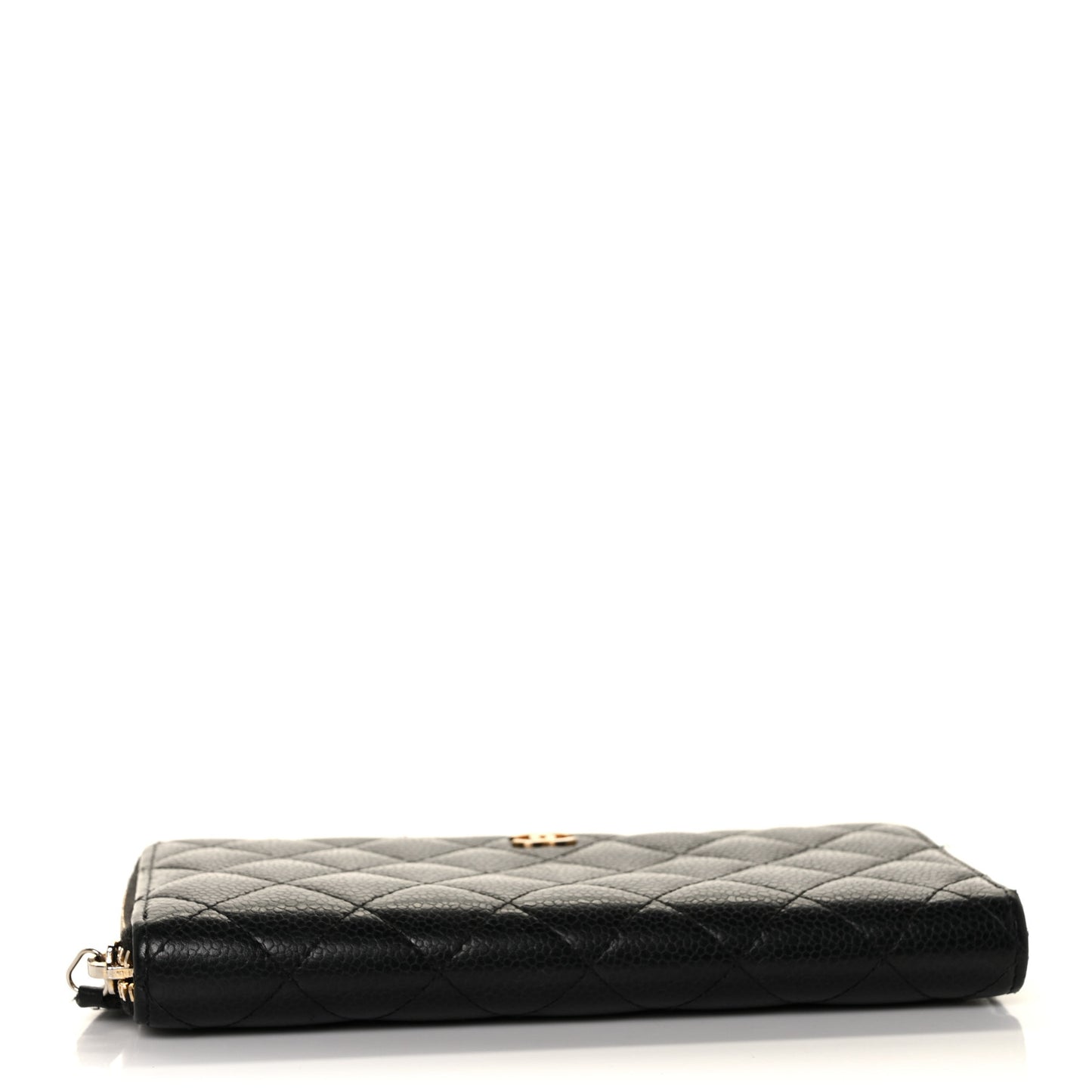 Caviar Quilted Large Gusset Zip Around Wallet Black
