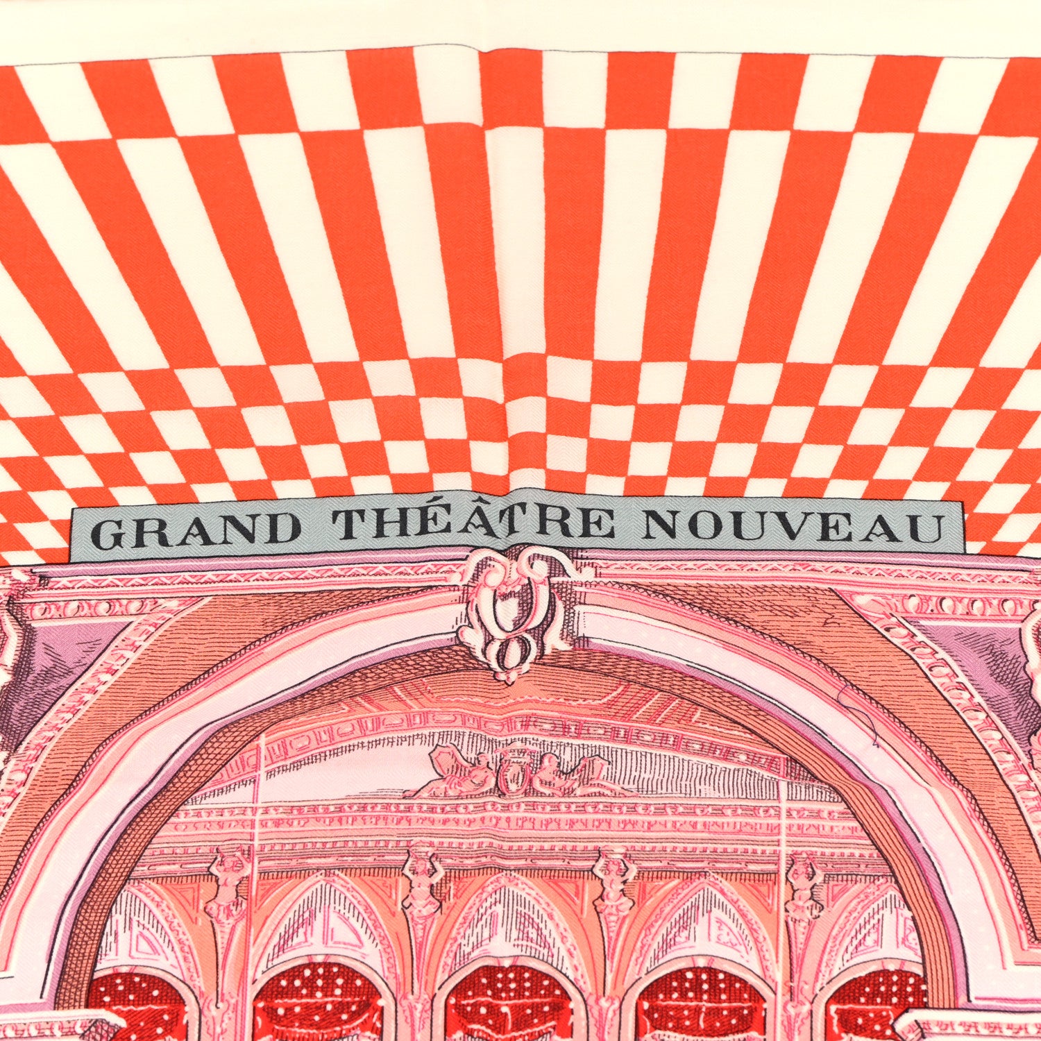 Hermes Cashmere Silk Grand Theatre Nouveau Shawl 140 Vieux Rose Corail Vermillon 3 of 5