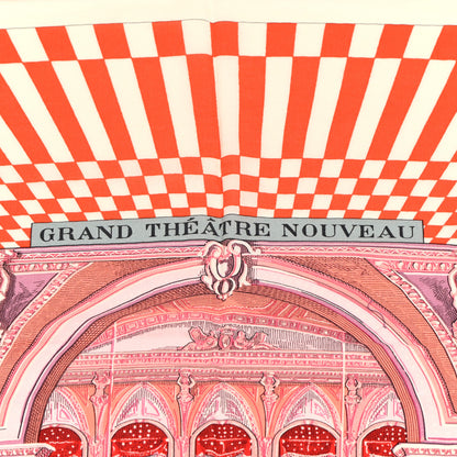 Hermes Cashmere Silk Grand Theatre Nouveau Shawl 140 Vieux Rose Corail Vermillon 3 of 5